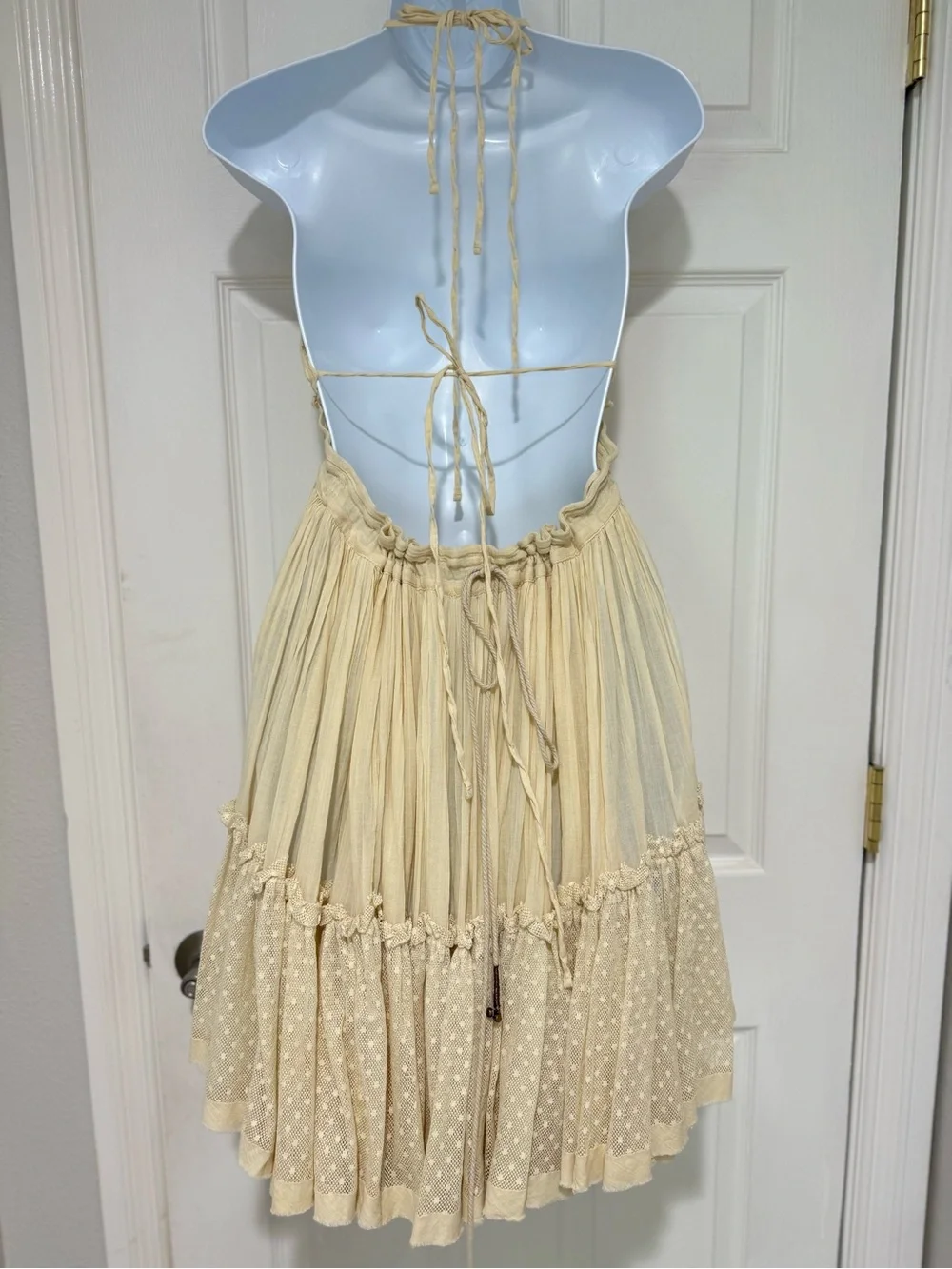 Free People 100 Degree Cream White Bohemian Party Beach Sexy Mini Dress Medium - Picture 9 of 13
